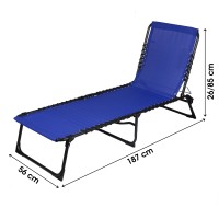 Chaise longue / bain de soleil coloris bleu 190x85x55cm