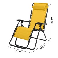 Fauteuil relax d'extérieur coloris jaune, dimension 176x108x64cm