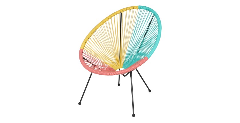 Fauteuil de jardin rond en résine coloris multicolore, dimension 95x83x73cm