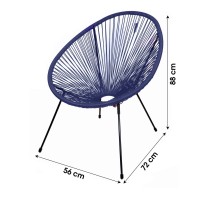 Fauteuil de jardin rond en résine coloris bleu, dimension 95x83x73cm