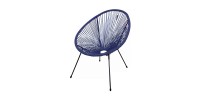 Fauteuil de jardin rond en résine coloris bleu, dimension 95x83x73cm