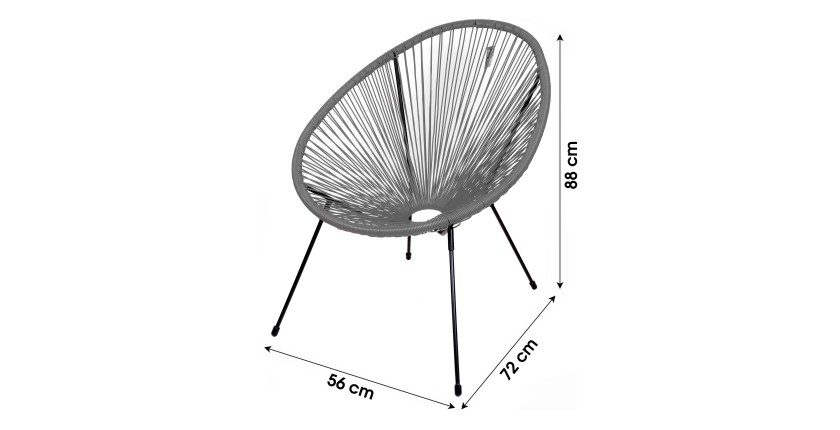 Fauteuil de jardin rond en résine coloris gris, dimension 95x83x73cm