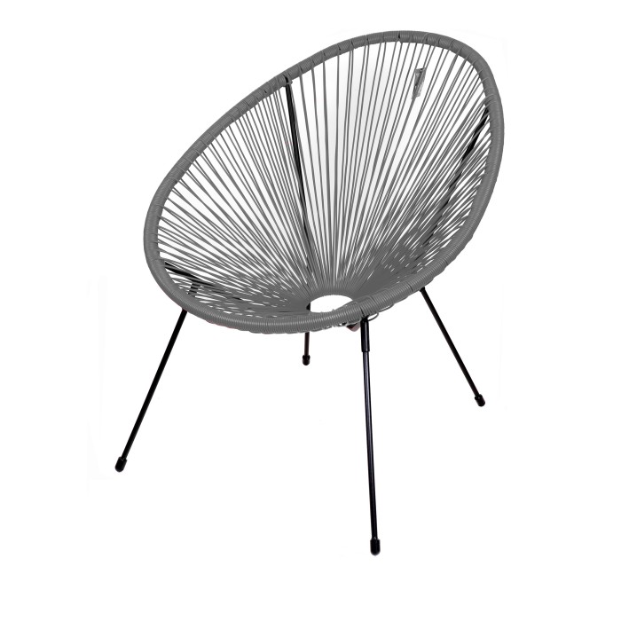 Fauteuil de jardin rond en résine coloris gris, dimension 95x83x73cm