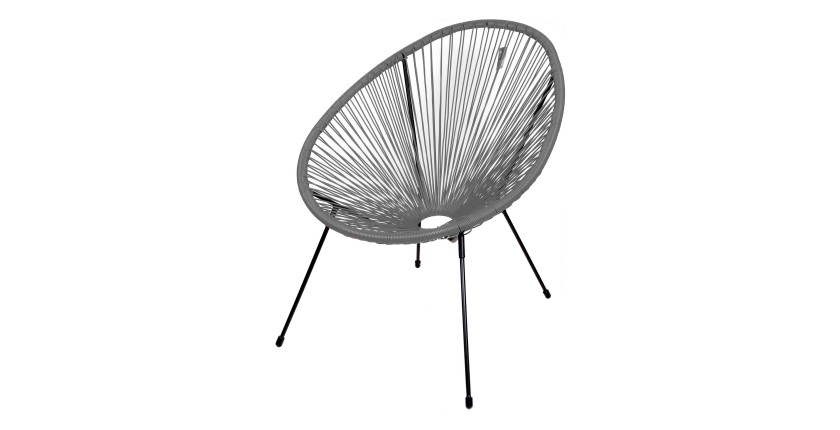 Fauteuil de jardin rond en résine coloris gris, dimension 95x83x73cm