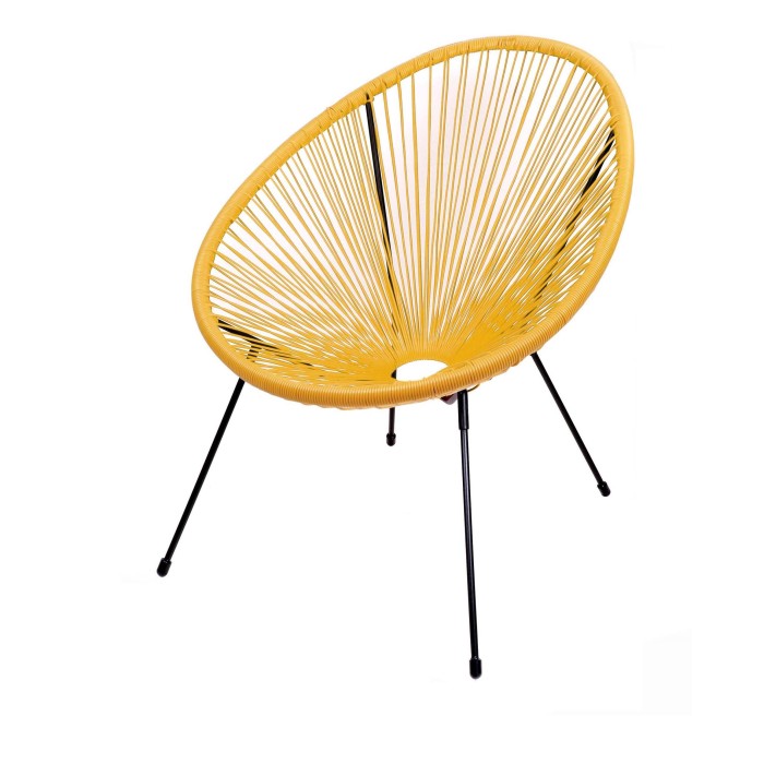 Fauteuil de jardin rond en résine coloris jaune, dimension 95x83x73cm