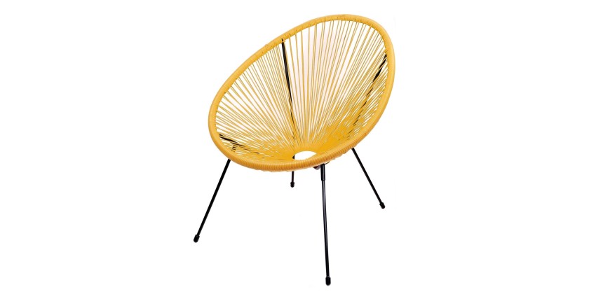 Fauteuil de jardin rond en résine coloris jaune, dimension 95x83x73cm