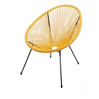 Fauteuil de jardin rond en résine coloris jaune, dimension 95x83x73cm