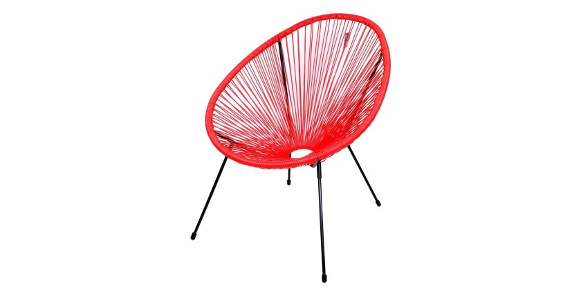 Fauteuil de jardin rond en résine coloris rouge, dimension 95x83x73cm