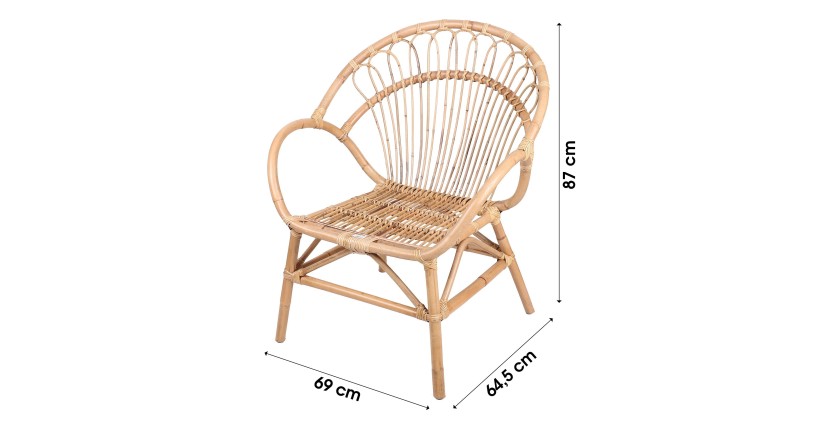 Fauteuil d'extérieur en rotin 69x87x67cm, parfait pour se relaxer au naturel