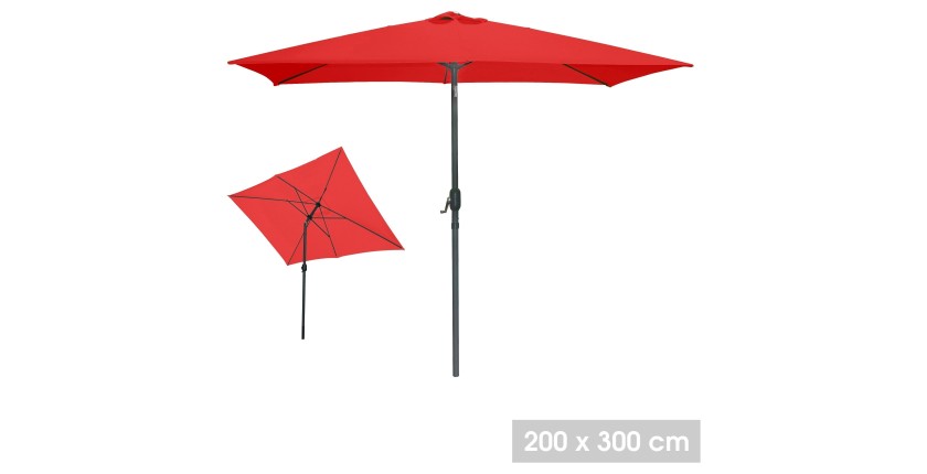 Parasol inclinable rouge 200x300cm