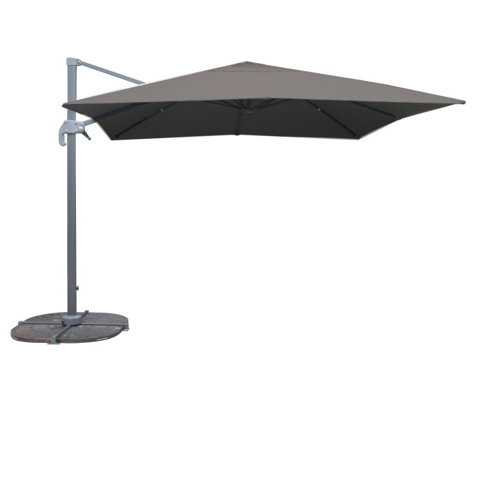 Parasol décentré carré gris anthracite 300x300cm