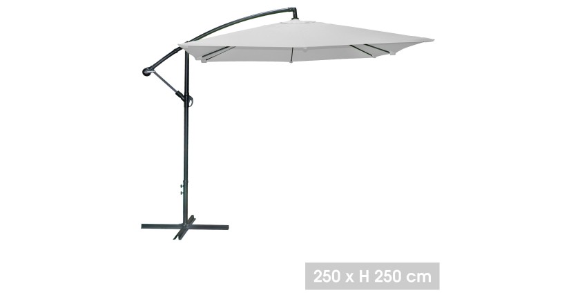 Parasol déporté carré gris clair 250x250cm