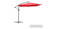 Parasol déporté carré rouge 250x250cm