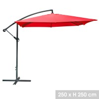 Parasol déporté carré rouge 250x250cm