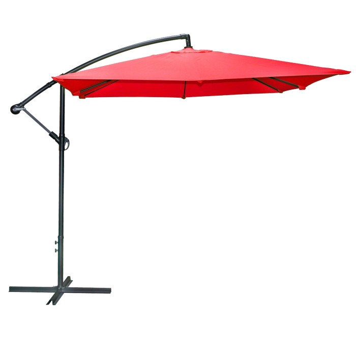 Parasol déporté carré rouge 250x250cm