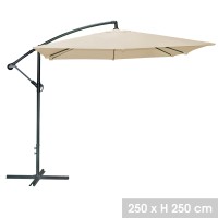 Parasol déporté carré beige 250x250cm