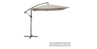 Parasol déporté carré taupe 250x250cm