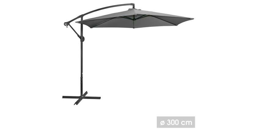 Parasol déporté rond gris anthracite diamètre 300cm