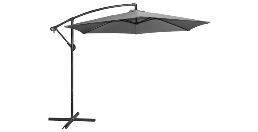 Parasol déporté rond gris anthracite diamètre 300cm