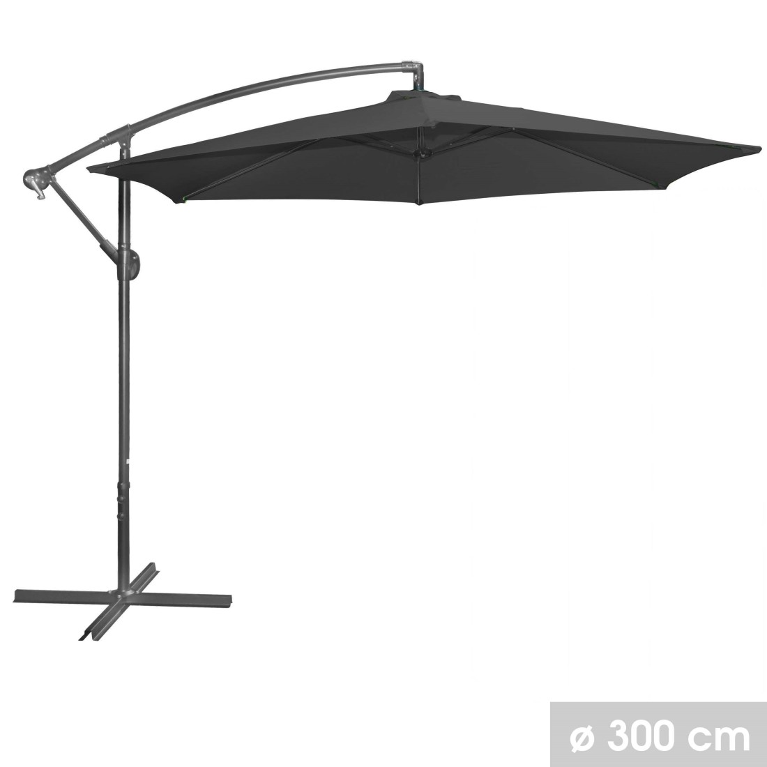 Parasol déporté rond noir – Diamètre 300 cm