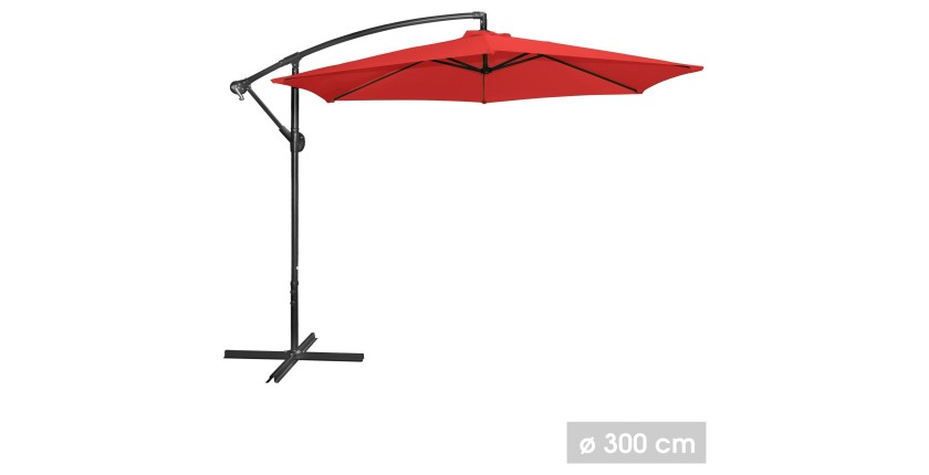 Parasol déporté rond rouge diamètre 300cm