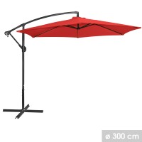 Parasol déporté rond rouge diamètre 300cm