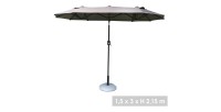 Grand parasol double gris anthracite dimension 150x300cm