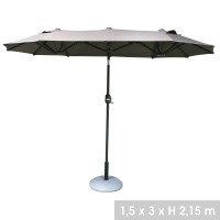 Grand parasol double gris anthracite dimension 150x300cm