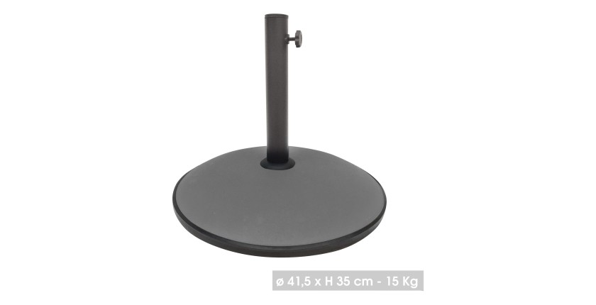 Pied de parasol en ciment 15KG dimension 42x35cm diamètre intérieur 30/35/38mm