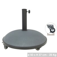 Pied de parasol en ciment gris foncé 25KG dimension 50x37cm diamètre intérieur 35/38/48mm