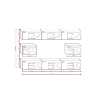 Ensemble de meubles de salon blanc suspendus collection CEPTO 256cm, 8 portes, modulables.