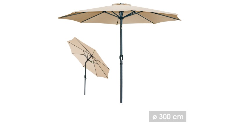 Parasol inclinable rond beige diamètre 300cm