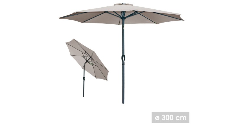 Parasol inclinable rond taupe diamètre 300cm