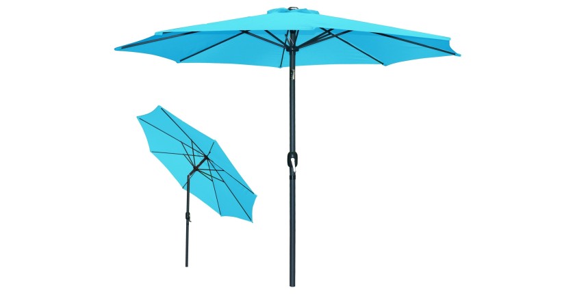 Parasol inclinable rond bleu turquoise diamètre 300cm