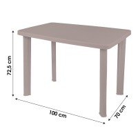 Table d'extérieur coloris taupe en PVC dimension 100x70cm