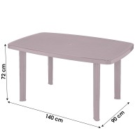 Table d'extérieur coloris taupe en PVC dimension 140x90cm