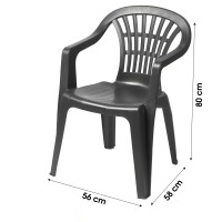 Chaise de jardin coloris gris anthracite 54x52xH79cm