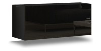 Ensemble meubles de salon suspendus milieu noir, côté blanc collection CEPTO. 256cm, 10 meubles, leds.