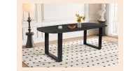 Table à manger FRANCHIA en bois massif exotique mangolia noir - L220cm