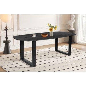 Table à manger FRANCHIA en bois massif exotique mangolia noir - L220cm