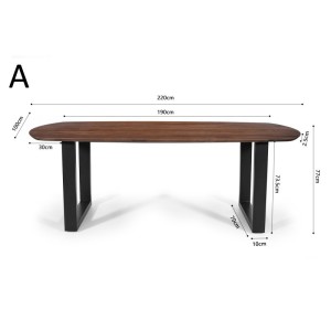 Table à manger FRANCHIA en bois massif exotique mangolia brun - L220cm