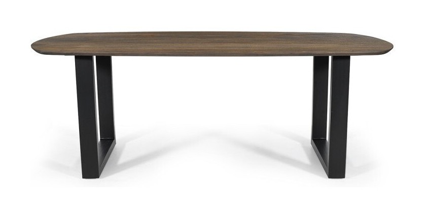 Table à manger FRANCHIA en bois massif exotique mangolia vieilli - L220cm