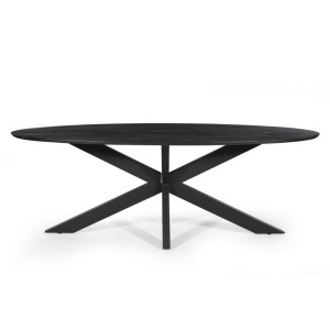 Table à manger FRANCHIA longueur 220cm en bois brut exotique mangolia noir