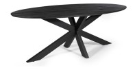 Table à manger FRANCHIA longueur 220cm en bois brut exotique mangolia noir