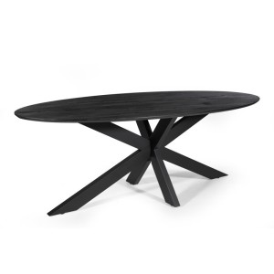 Table à manger FRANCHIA longueur 220cm en bois brut exotique mangolia noir