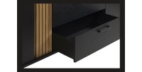 Buffet design 165cm avec 1 porte et 3 tiroirs pour salon couleur noir et chêne collection LOFT pieds en métal