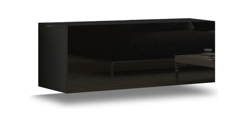 Ensemble de meubles de salon noir suspendus collection CEPTO XX 276cm, 8 meubles, leds, modulables.