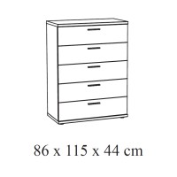 Chambre à coucher adulte collection OLGA : Armoire 250cm, Lit 160x200, commode, chevets. Couleur blanc effet bois.