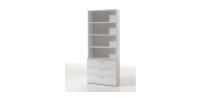 Chambre enfant, ado robuste collection OLGA, lit, armoire, bureau, commode et chevet, blanc effet bois