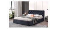 Lit coffre design coloris gris pour adulte collection INIT, 160x200cm, sommier inclus